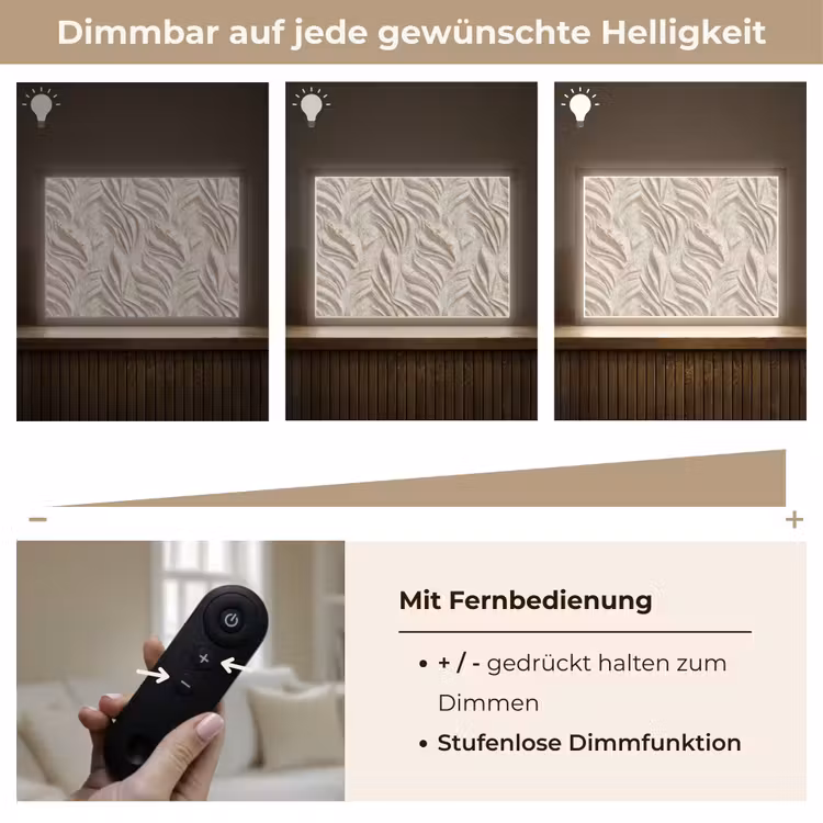 Textuur - Reliëf - Beige Light Box met batterij (Wandlamp) middel 907 -USP_dimbaarDE