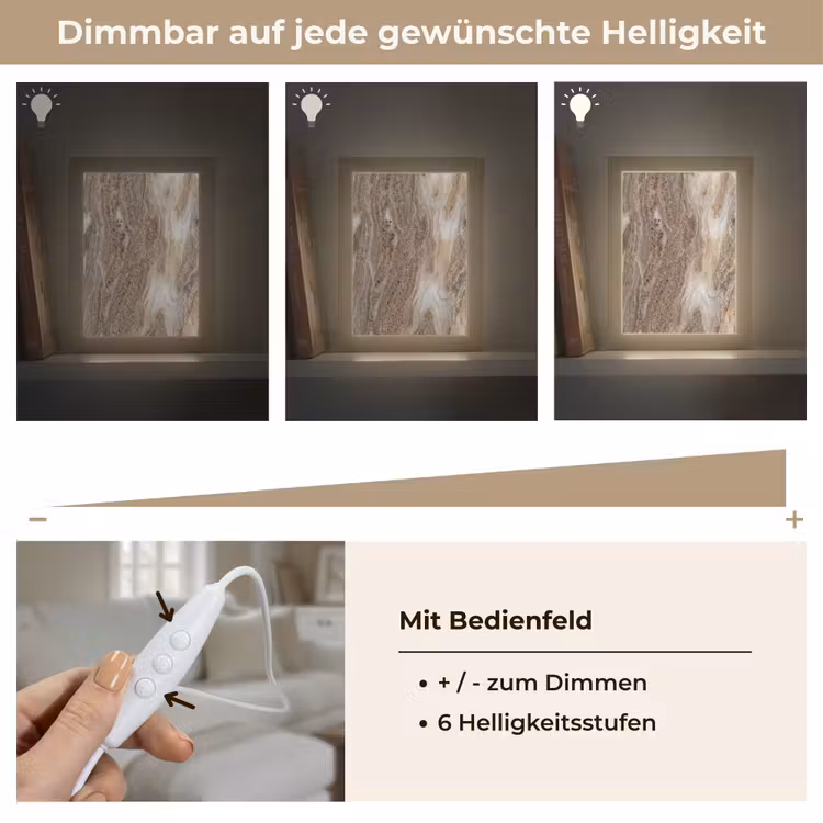 Textuur - Steen - Abstract - Beige Light Box met kabel (Wandlamp) klein -USP_dimbaarDE