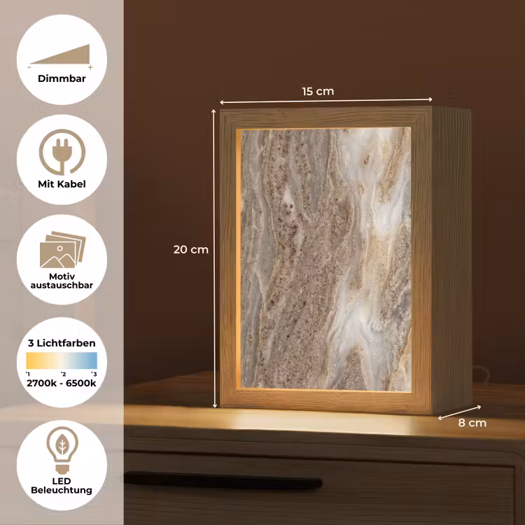 Textuur - Steen - Abstract - Beige Light Box met kabel (Wandlamp) klein -USP_websiteoverzichtDE