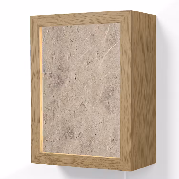 Textuur - Steen - Patroon - Rustiek - Beige Light Box met kabel (Wandlamp) klein -3d
