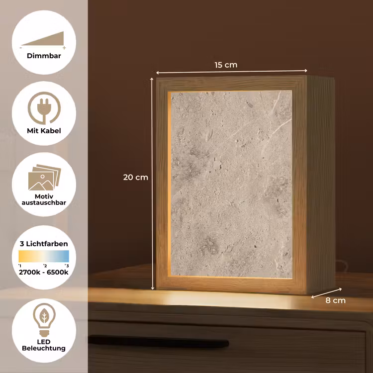 Textuur - Steen - Patroon - Rustiek - Beige Light Box met kabel (Wandlamp) klein -USP_websiteoverzichtDE