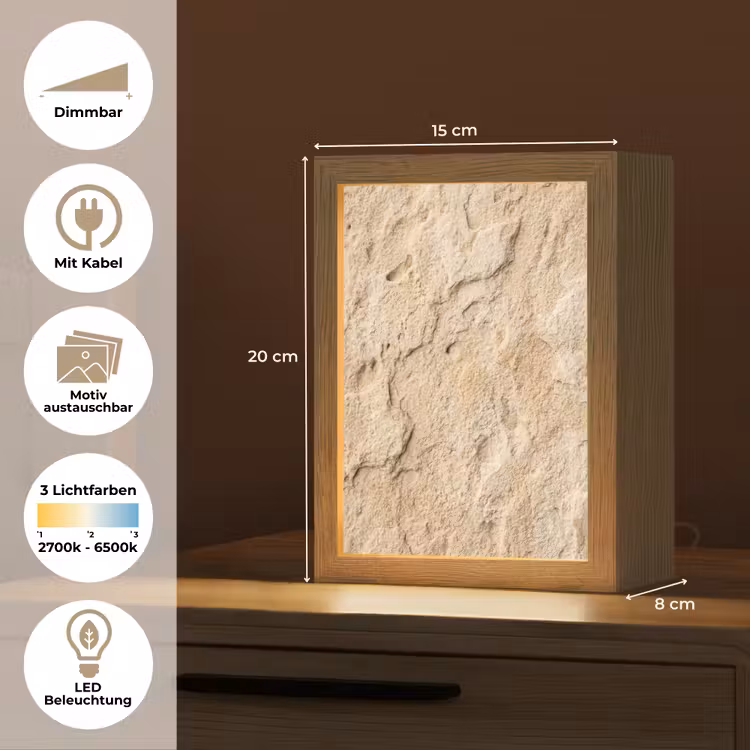 Textuur - Steen - Natuur - Beige Light Box met kabel (Wandlamp) klein -USP_websiteoverzichtDE