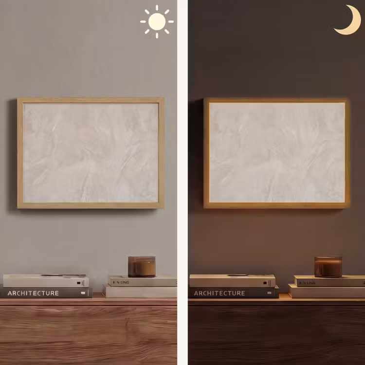 Textuur - Wand - Modern - Beige - Abstract Light Box met batterij (Wandlamp) middel -sfeer3