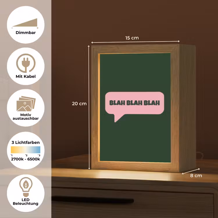 Tekstwolk - BLAH BLAH BLAH - Roze Light Box met kabel (Wandlamp) klein -USP_websiteoverzichtDE