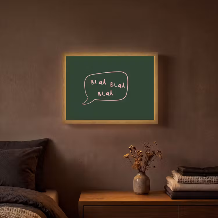 Tekstwolkje - Donkergroen - BLAH BLAH BLAH Light Box met batterij (Wandlamp) middel -sfeer4