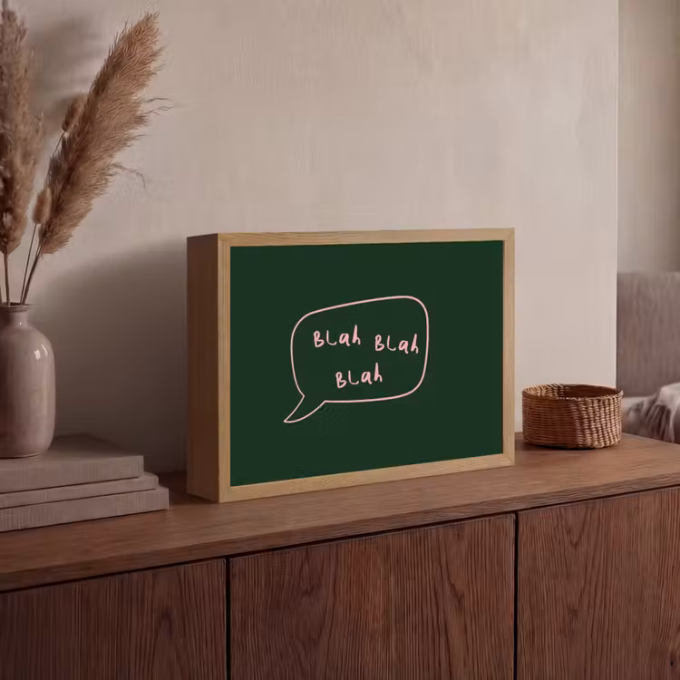 Tekstwolkje - Donkergroen - BLAH BLAH BLAH Light Box met batterij (Wandlamp) middel -sfeer2