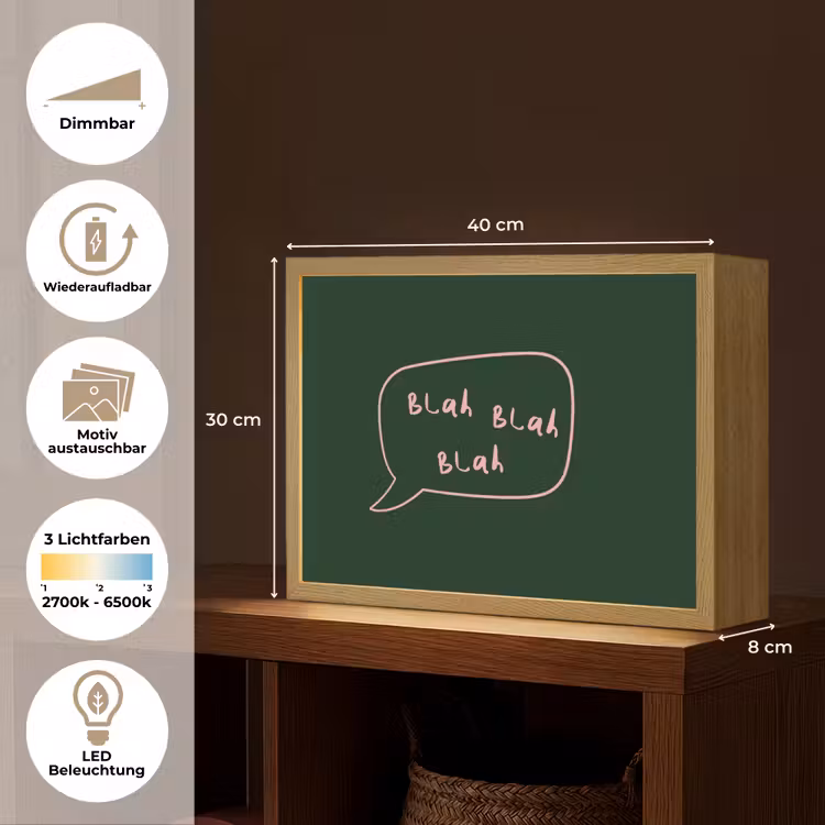 Tekstwolkje - Donkergroen - BLAH BLAH BLAH Light Box met batterij (Wandlamp) middel -USP_websiteoverzichtDE