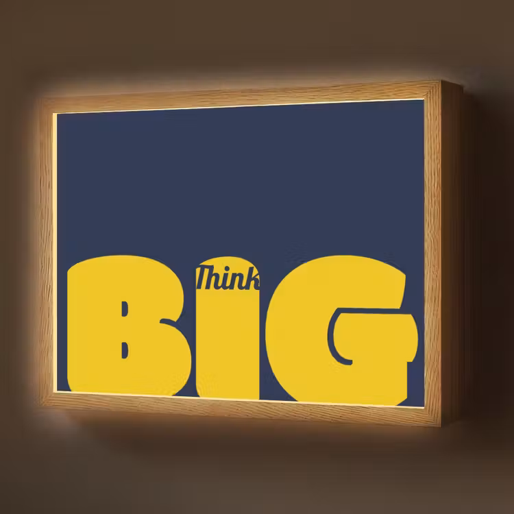 Think big - Blauw - Geel Light Box met batterij (Wandlamp) middel -z3d_website