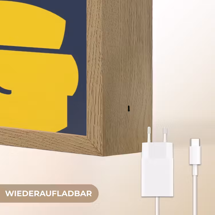 Think big - Blauw - Geel Light Box met batterij (Wandlamp) middel -USP_websiteoplaadbaarDE