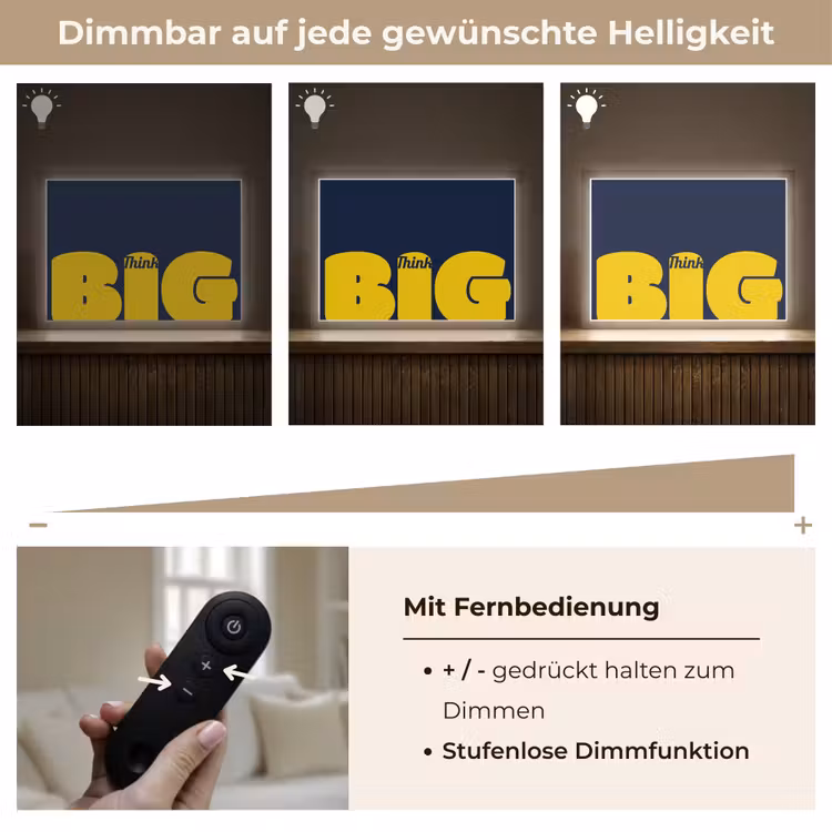 Think big - Blauw - Geel Light Box met batterij (Wandlamp) middel -USP_dimbaarDE