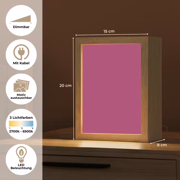 Deep - Magenta - Paars Light Box met kabel (Wandlamp) klein 929 -USP_websiteoverzichtDE