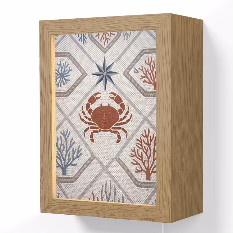 Dier - Mozaïek - Zee - Klassiek - Bruin Light Box met kabel (Wandlamp) klein -3d