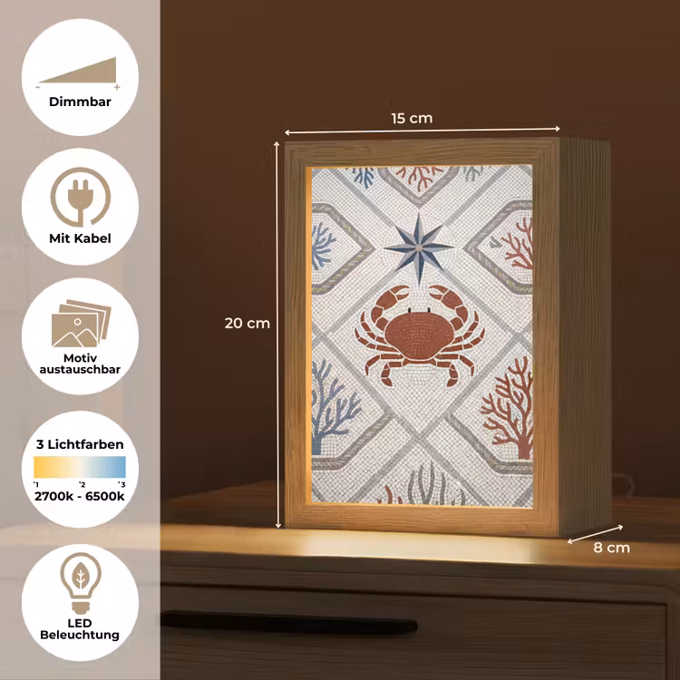 Dier - Mozaïek - Zee - Klassiek - Bruin Light Box met kabel (Wandlamp) klein -USP_websiteoverzichtDE