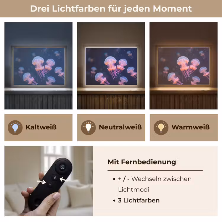 Dier - Onderwater - Natuur - Roze - Mysterieus Light Box met batterij (Wandlamp) middel -USP_lichtkleurDE