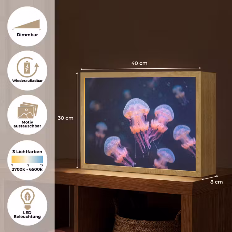 Dier - Onderwater - Natuur - Roze - Mysterieus Light Box met batterij (Wandlamp) middel -USP_websiteoverzichtDE