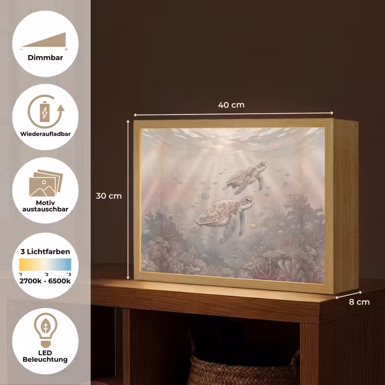 Dier - Onderwater - Oceaan - Illustratie - Zeeleven Light Box met batterij (Wandlamp) middel -USP_websiteoverzichtDE