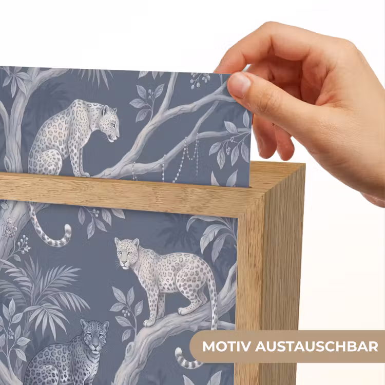 Dieren - Jungle - Illustratie - Bomen - Blauw Light Box met kabel (Wandlamp) klein -USP_websiteprintDE