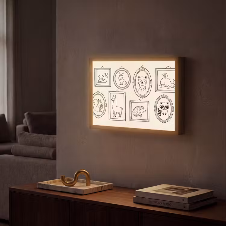 Dieren - Illustratie - Lijsten - Galerij - Speels Light Box met batterij (Wandlamp) middel -sfeer1