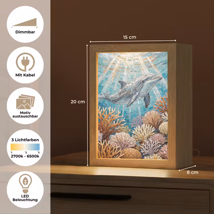 Dieren - Mozaïek - Oceaan - Koraal - Blauw Light Box met kabel (Wandlamp) klein -USP_websiteoverzichtDE