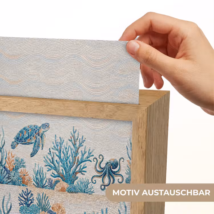 Dieren - Onderwater - Natuur - Mozaïek - Blauw Light Box met kabel (Wandlamp) klein -USP_websiteprintDE
