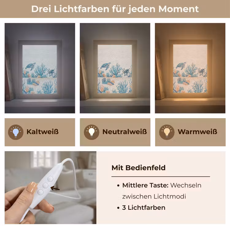 Dieren - Onderwater - Natuur - Mozaïek - Blauw Light Box met kabel (Wandlamp) klein -USP_lichtkleurDE