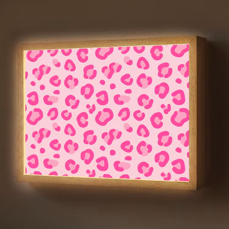 Dierenprint - Patroon - Abstract - Modern - Roze Light Box met batterij (Wandlamp) middel -z3d_website