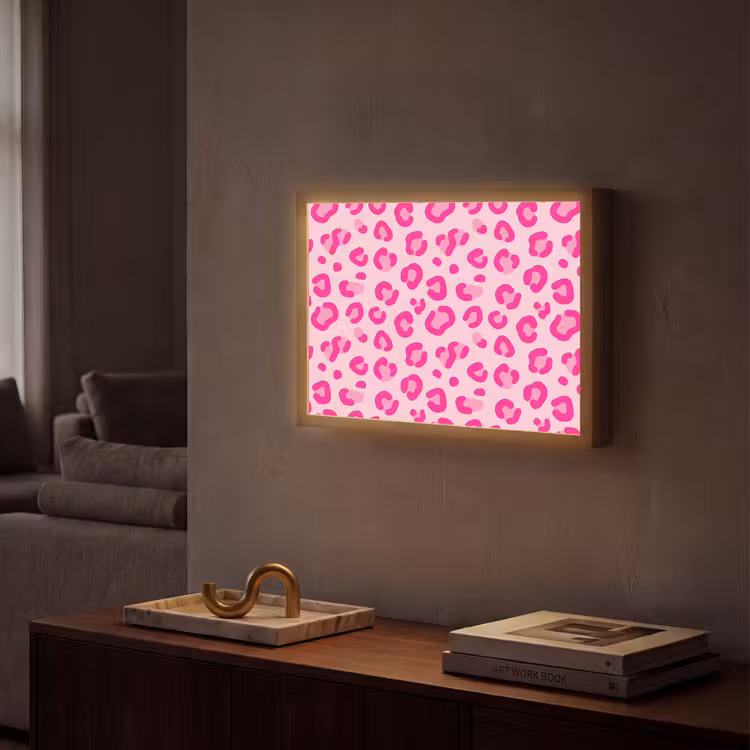 Dierenprint - Patroon - Abstract - Modern - Roze Light Box met batterij (Wandlamp) middel -sfeer1