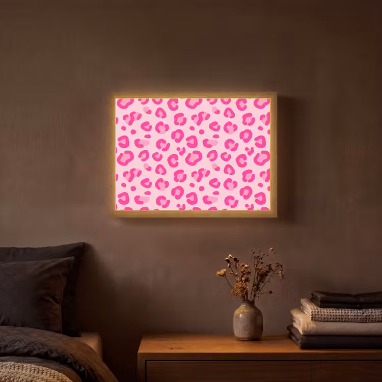 Dierenprint - Patroon - Abstract - Modern - Roze Light Box met batterij (Wandlamp) middel -sfeer4