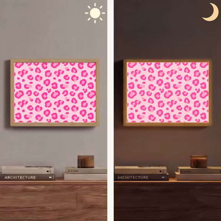 Dierenprint - Patroon - Abstract - Modern - Roze Light Box met batterij (Wandlamp) middel -sfeer3
