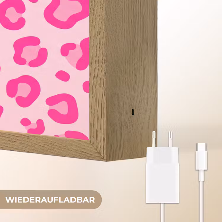 Dierenprint - Patroon - Abstract - Modern - Roze Light Box met batterij (Wandlamp) middel -USP_websiteoplaadbaarDE