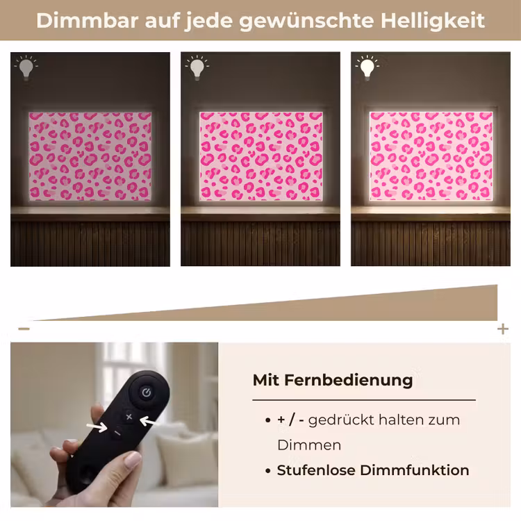 Dierenprint - Patroon - Abstract - Modern - Roze Light Box met batterij (Wandlamp) middel -USP_dimbaarDE