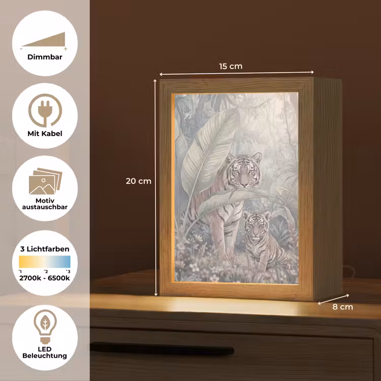 Tijger - Welp - Jungle - Illustratie - Dieren Light Box met kabel (Wandlamp) klein -USP_websiteoverzichtDE