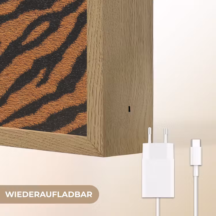 Tijger - Vacht - Zwart Light Box met batterij (Wandlamp) middel 907 -USP_websiteoplaadbaarDE