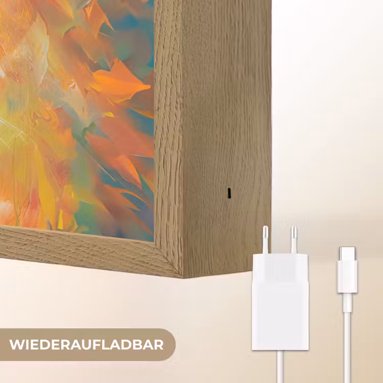 Tijger - Dieren - Olieverf - Kunst Light Box met batterij (Wandlamp) middel -USP_websiteoplaadbaarDE