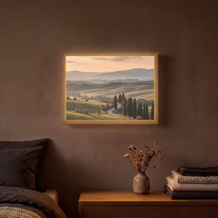 Toscaans - Landschap - Heuvels Light Box met batterij (Wandlamp) middel -sfeer4