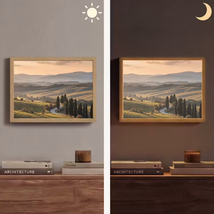Toscaans - Landschap - Heuvels Light Box met batterij (Wandlamp) middel -sfeer3