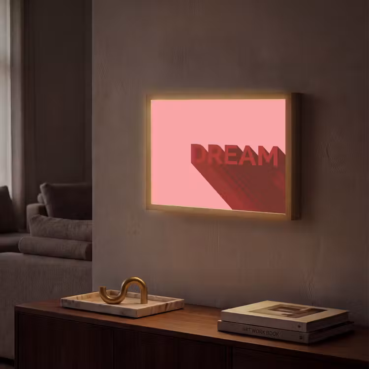 Dream - 3D - Rood - Roze Light Box met batterij (Wandlamp) middel -sfeer1