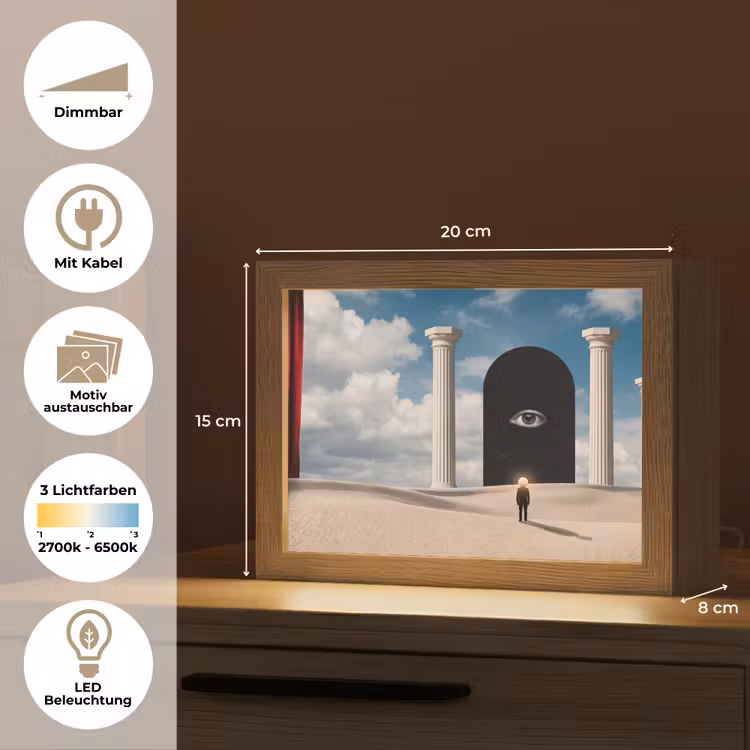 Lightbox - Wandleuchte - Traum – Wüste – Auge - Droom - Woestijn - Oog Light Box met kabel (Wandlamp) klein