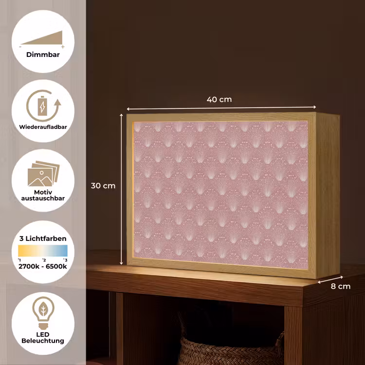Trendy - Patroon - Roze Light Box met batterij (Wandlamp) middel 907 -USP_websiteoverzichtDE