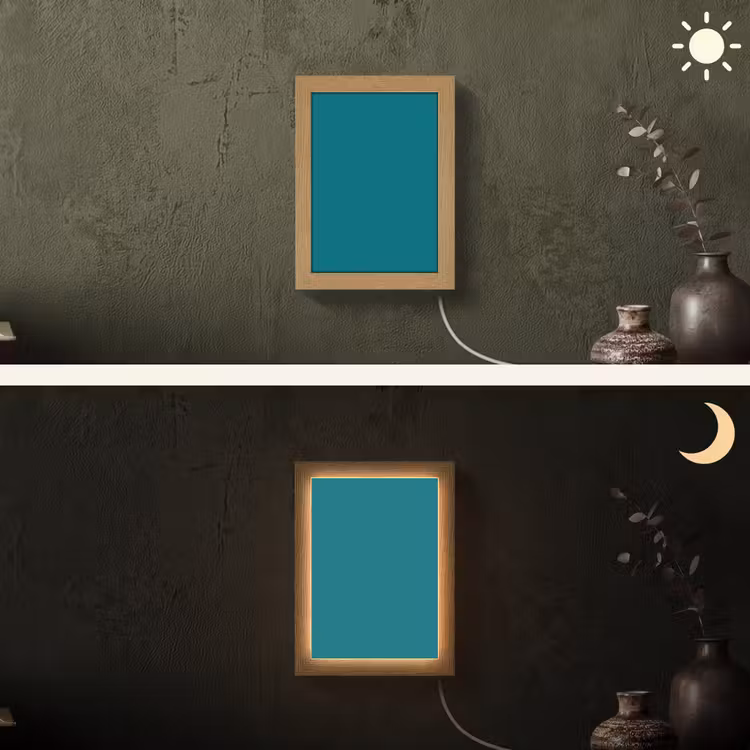 Tropical - Peacock - Blauw Light Box met kabel (Wandlamp) klein 929 -sfeer3