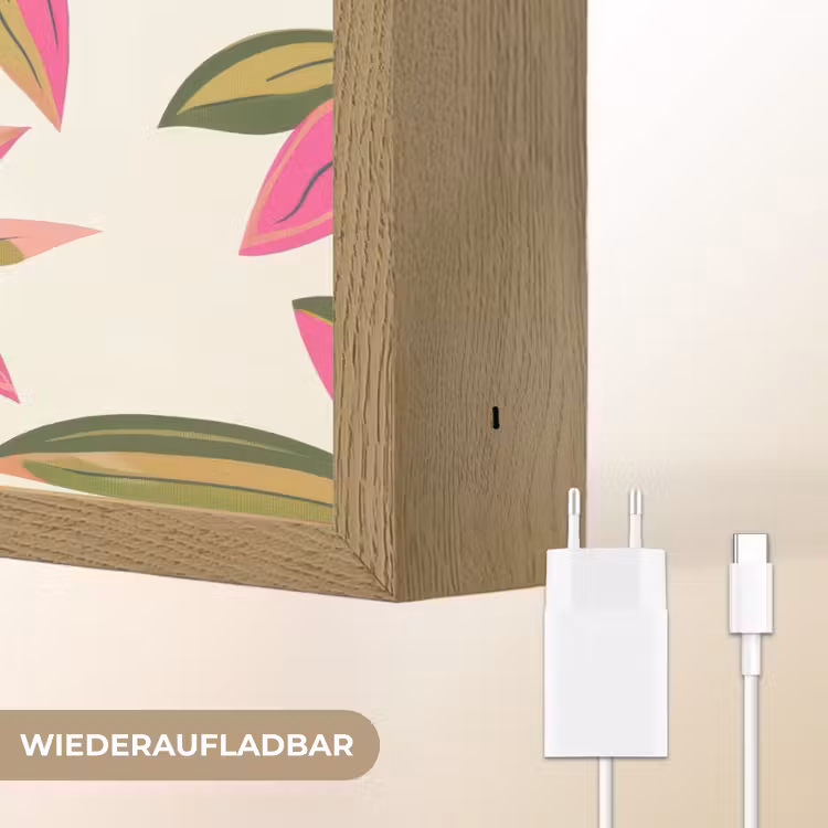 Tropisch - Bloem - Roze Light Box met batterij (Wandlamp) middel 907 -USP_websiteoplaadbaarDE