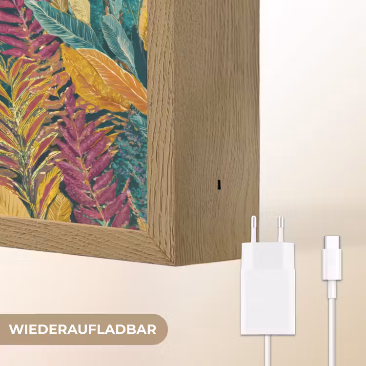 Tropische - Botanisch - Patroon - Kleurrijk - Exotisch Light Box met batterij (Wandlamp) middel 907 -USP_websiteoplaadbaarDE