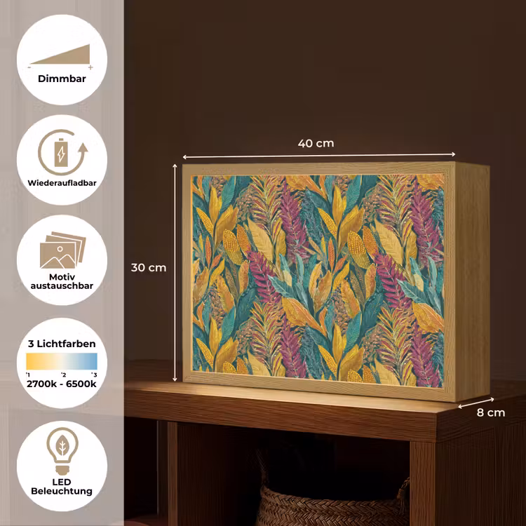 Tropische - Botanisch - Patroon - Kleurrijk - Exotisch Light Box met batterij (Wandlamp) middel 907 -USP_websiteoverzichtDE