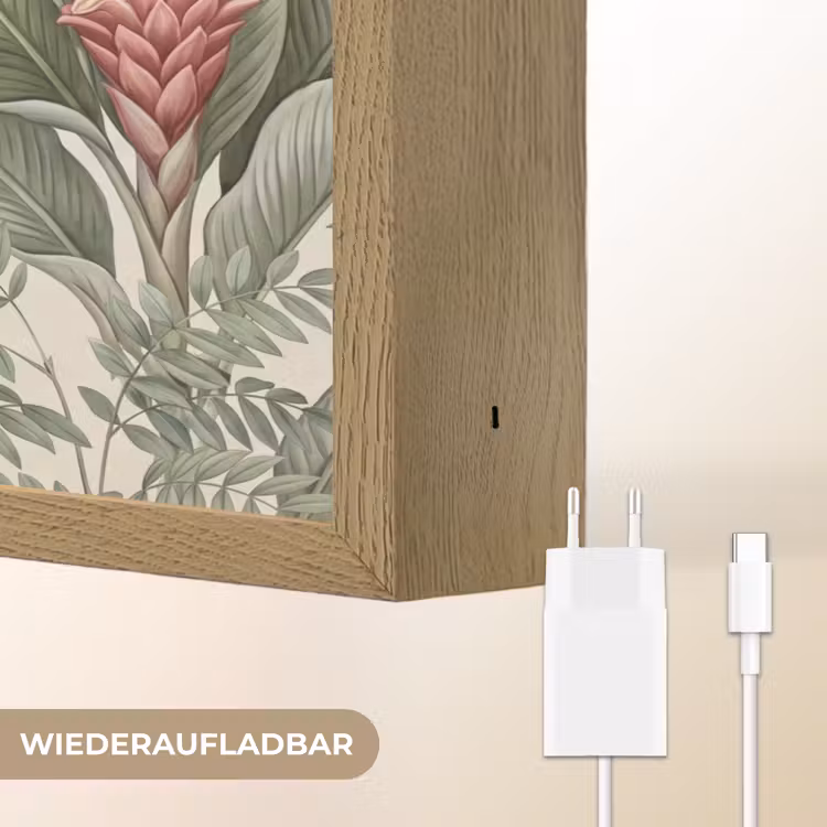Tropisch - Planten - Modern - Groen Light Box met batterij (Wandlamp) middel -USP_websiteoplaadbaarDE