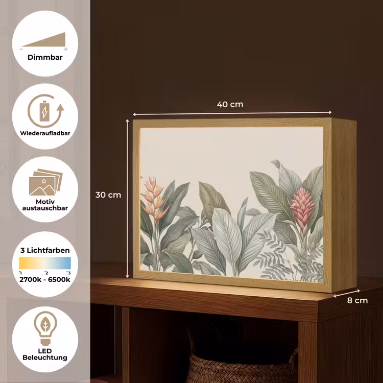 Tropisch - Planten - Modern - Groen Light Box met batterij (Wandlamp) middel -USP_websiteoverzichtDE