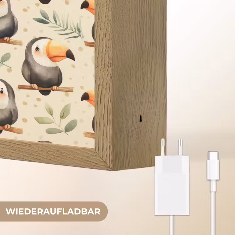 Toekans - Exotisch - Kleurrijk Light Box met batterij (Wandlamp) middel 907 -USP_websiteoplaadbaarDE