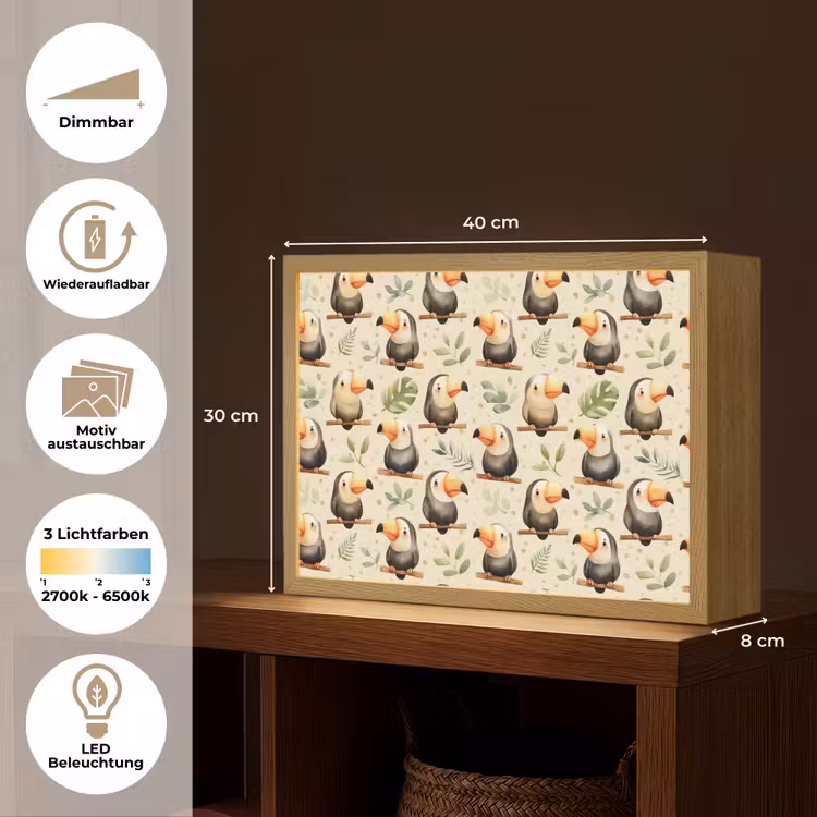 Toekans - Exotisch - Kleurrijk Light Box met batterij (Wandlamp) middel 907 -USP_websiteoverzichtDE