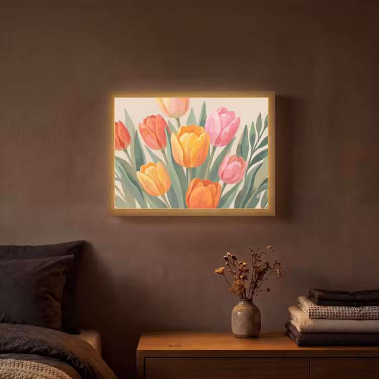 Tulpen - Abstract - Kleurrijk Light Box met batterij (Wandlamp) middel -sfeer4