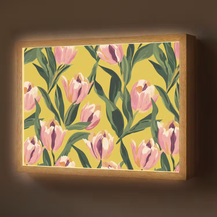 Tulpen - Botanisch - Geel Light Box met batterij (Wandlamp) middel 907 -z3d_website