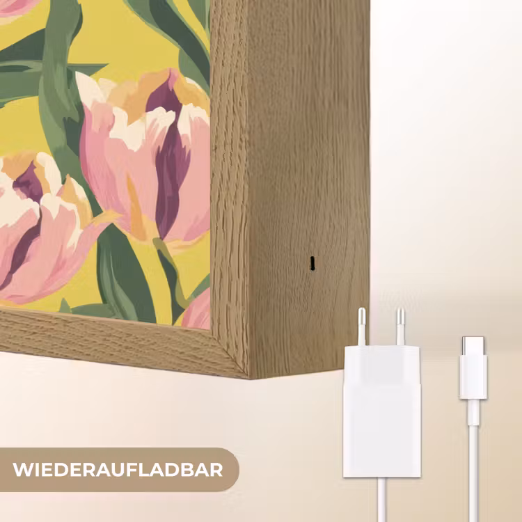Tulpen - Botanisch - Geel Light Box met batterij (Wandlamp) middel 907 -USP_websiteoplaadbaarDE